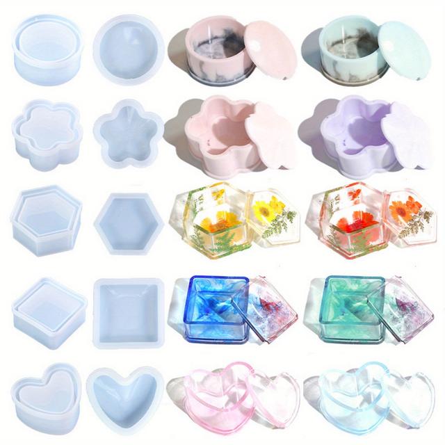 TEMU 5pcs Resin Storage Box Molds, Jewelry Box Molds With Lid, Epoxy Resin Molds, Heart Shaped Mold For Resin Storage Box Jewelry Trinket Container Resin Casting Crafts, Christmas Home Decoration
