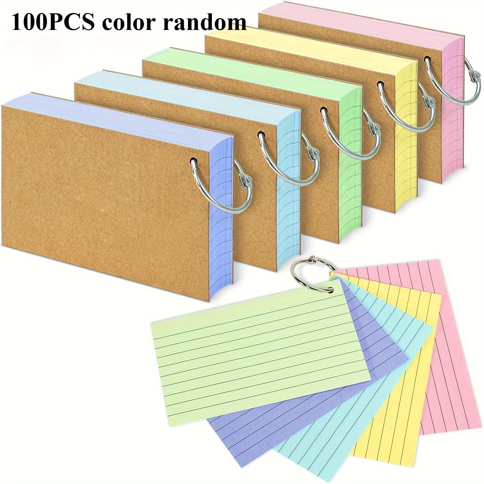 TEMU 100pcs Double-sided Index Cards - Colorful, Eye-friendly, High-quality And Wrinkle-resistant, 3x5 Inches, Binding For Study Flashcards, Office Tasks And School Projects, Study Organization