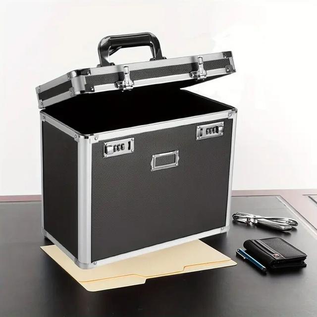 TEMU Durable Aluminum Alloy Tool Case With Large Capacity, Portable Multi-functional Toolbox, Secure Password Lock, Card Slot