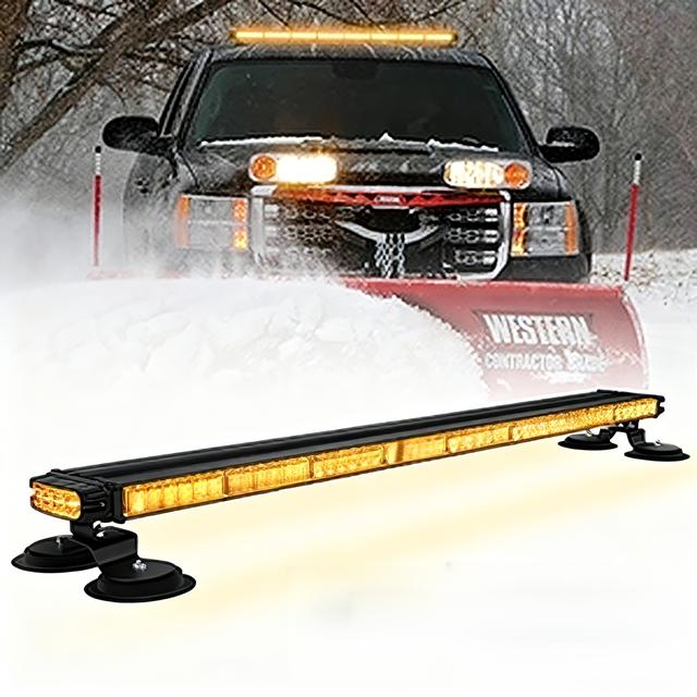 TEMU 34inch Rooftop Lights Bar | Safety Traffic Hazard Snow Plow Light With Magnet Base, Lights, 12-24v Car Plug, Without Battery