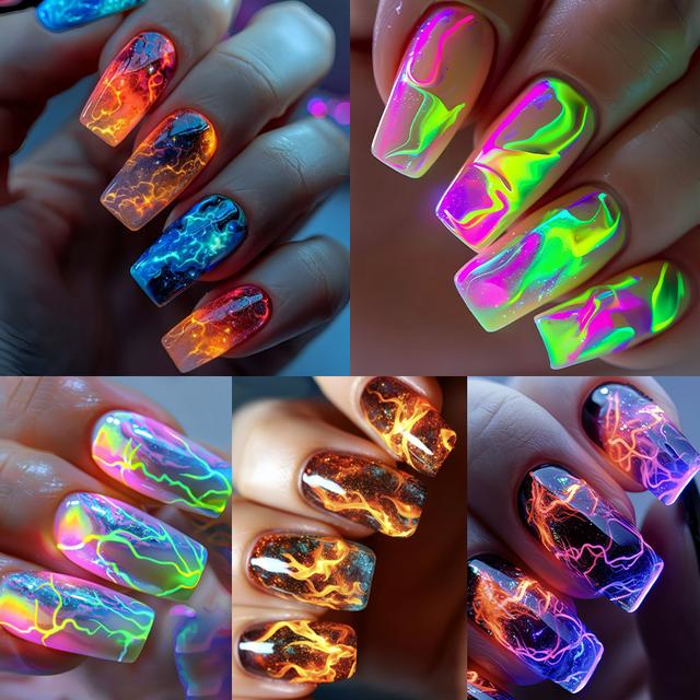 TEMU 120pcs (5pcs) Long Glossy Press-on Nail Tips - Brown & Green Ombre Glitter False Nails With , Removable Tip Extensions For Nails, Salon-quality Manicure For Parties/weddings/daily Wear