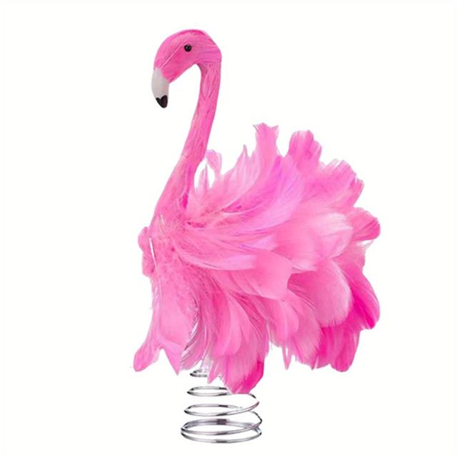 TEMU Flamingo Christmas Tree Topper - Soft Ornament With Elegant Tree Topper For , Plastic Decoration Suitable For Christmas , Decor (no Tinsel/hook)