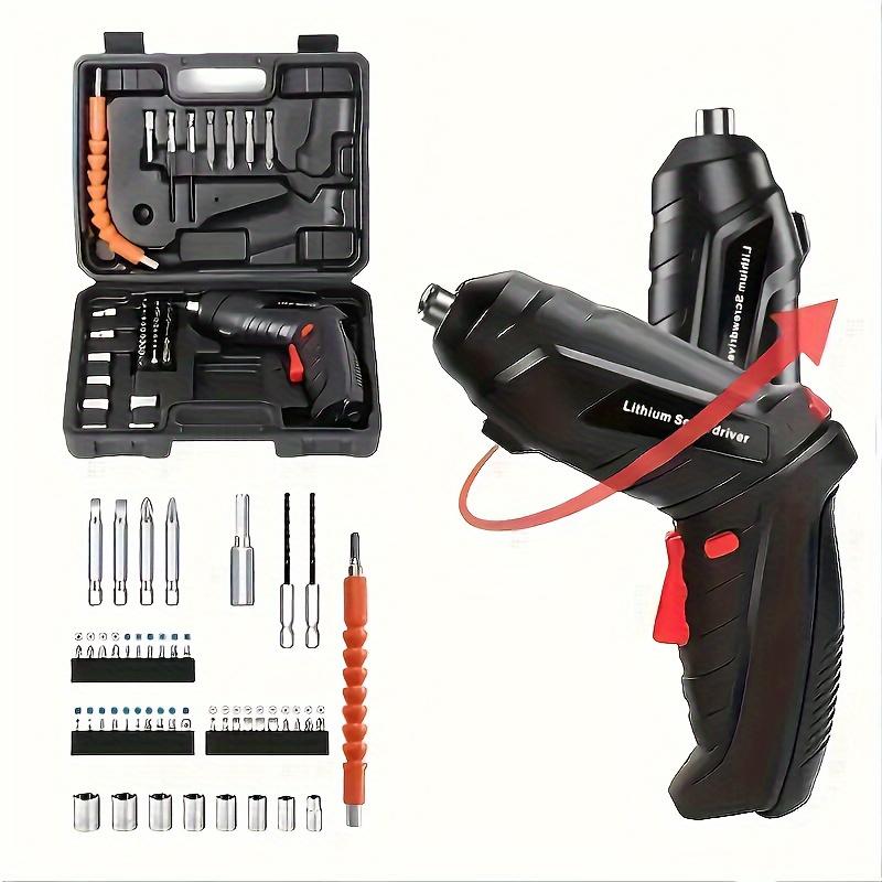 TEMU 47pcs Rechargeable Cordless Electric Screwdriver Kit - Rotary Tool With Led Light, For Home Repairs, Woodworking, And Diy Projects