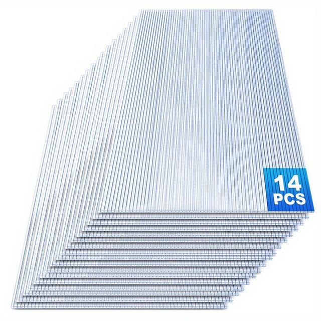 TEMU 14x Panneaux à Double Couche pour Serre de Jardin Panneaux de Remplacement en Polycarbonate à Double Couche, 60.5 x 121cm, 4mm, 10.25 Mètres Carrés