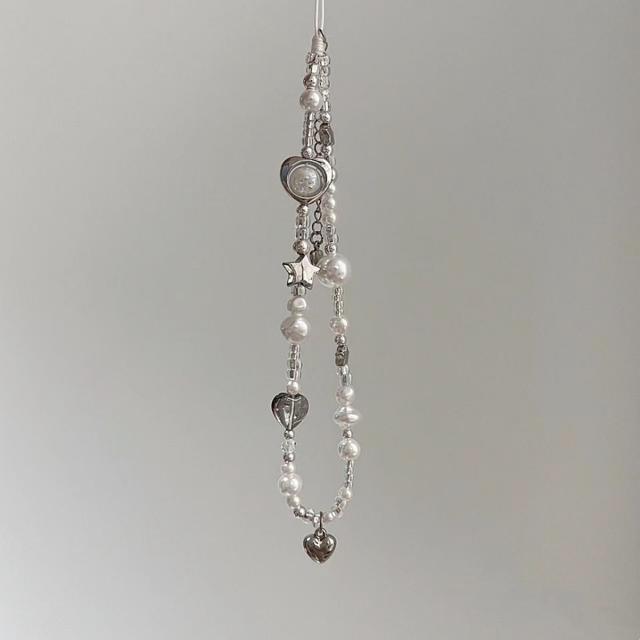 TEMU 1pc Ins Silvery Phone Ccd Pendant Diy Keychain