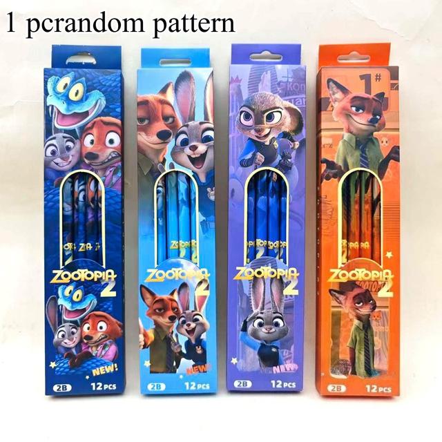 TEMU 12pcs/box Zootopia Movie 2b Pencil Set, Fun Cartoon Design, , Suitable For Office, School Use, Art Pencils, Perfect As Birthday Or Holiday Gifts