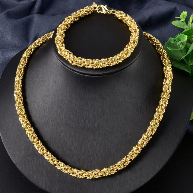 TEMU 2pcs/set Middle Eastern Inspired Retro Lantern-shaped Design Golden Chunky Necklace And Bracelet Set For Men And Women, Versatile Accessory Suitable For Daily Wear Or Festival Events