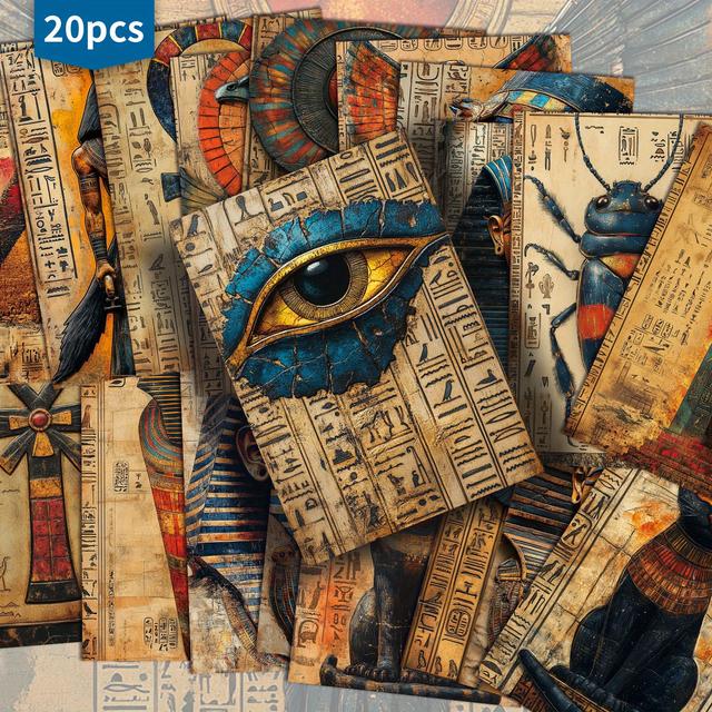 TEMU 20-pack Vintage Ancient Egypt Pharaoh Gods Postcards - 4x6 Inches Junk Journal Paper, Classic Pinup Illustrations, Collectible Decorative Painting Cards For Scrapbooking