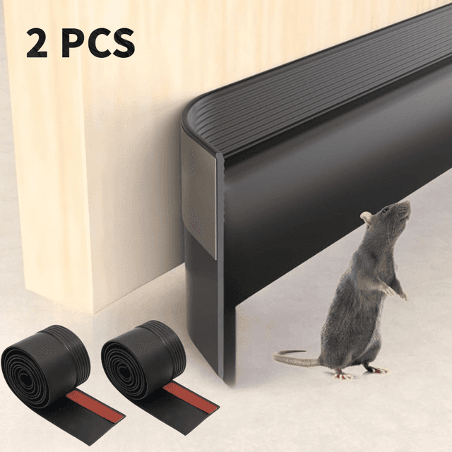 TEMU 2 Rolls Of Self-adhesive Door Bottom Seals - 200.15 Cm Noise Reduction, Windproof, Insect-proof, Dustproof Plastic Door Stoppers, Energy-saving - Available In Black, White, Gray, And Brown