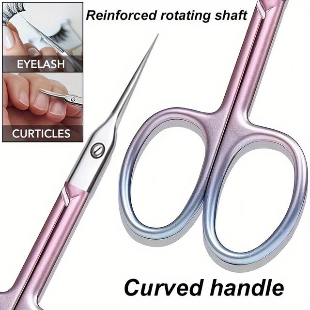 TEMU Nagelkunst Edelstahl Schere, Multifunktionale Beauty Tools, Augenbrauen- und Nagel Make-up Pflege, Trimmen Scharfe und Gebogene Klingen, Nagel Keratin Schicht Scheren Werkzeuge