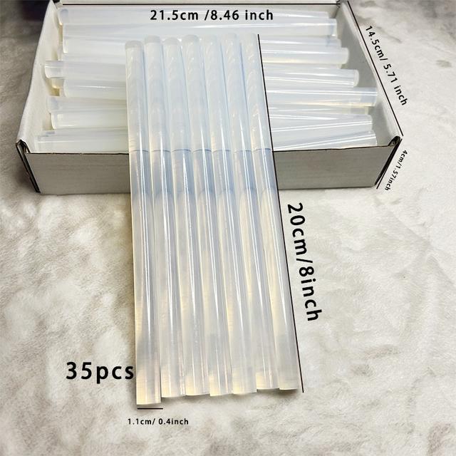 TEMU 35pcs Full-size White Glue Stick Tape - High-transparent, High-stickiness Adhesive, Odorless No Wire Drawing, 8-inch Length For Crafts, Scrapbooking, Diy, & Repairs - Sticks For S &