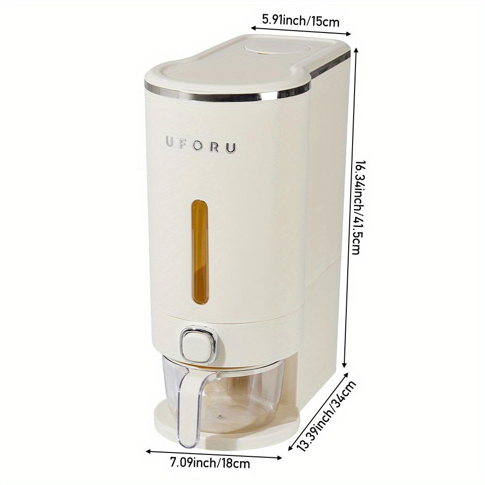 TEMU Large Capacity Press-type Kitchen Rice Grain Storage Container - Countertop Organizer With Space-saving Narrow , Cream White, 5/10kg Capacity, 18x34x31.5cm