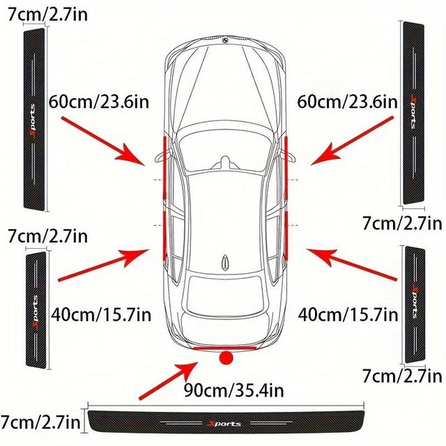 TEMU 5pcs Set Of Sports Carbon Fiber Patterned Threshold Protection Strips For Trunk, Scratch-resistant, Wear-resistant, And Anti-tread Decorative Strips, Universal Car Collection.