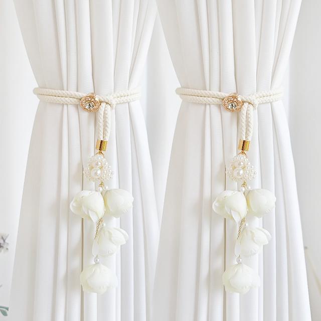 TEMU 2pcs Adjustable Curtain Tiebacks 3d Flower Exquisite Curtain Rings