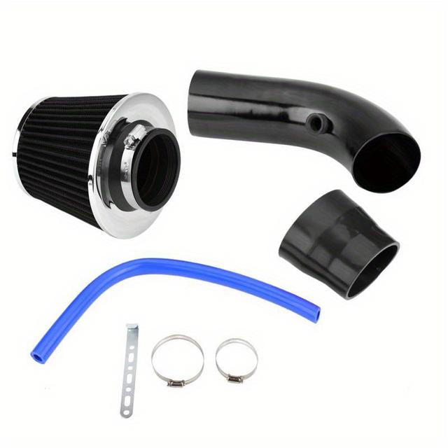 TEMU Universal 76mm 3 Inch Cold Air Intake Filter Aluminum Induction Kit Black Pipe Hose
