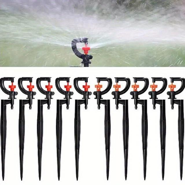TEMU 10pcs Rotating Sprinkler Nozzles - Micro Drip Irrigation Garden Watering/ System Drippers Sprinkler, Efficient For Gardening & Irrigation - Durable Plastic, Fit For 4/ 7" Hose Diameter