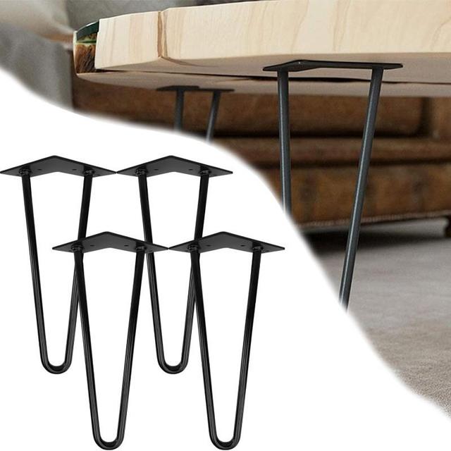 TEMU Set mit vier Metallbeinen für Möbel, inklusive Zweibeinern für Stühle, komplett mit Bodenschutz und Schrauben, ideal für Schrank, Tisch- oder Stuhlprojekte