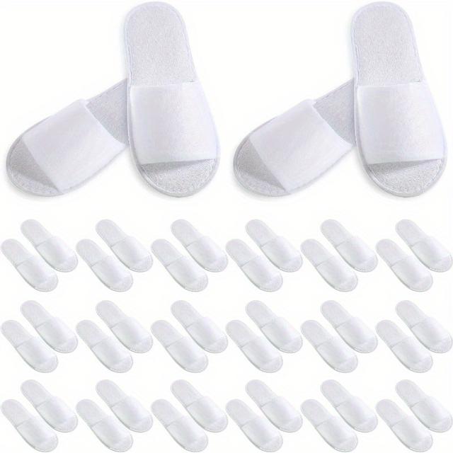 TEMU 20 Paar Spa-Hausschuhe Einweg-Hausschuhe für Frauen Männer Weiß Rutschfeste Gästehausschuhe für Spa Hotel Reisen Zuhause Party Hochzeitsbedarf (Offene Zehen)