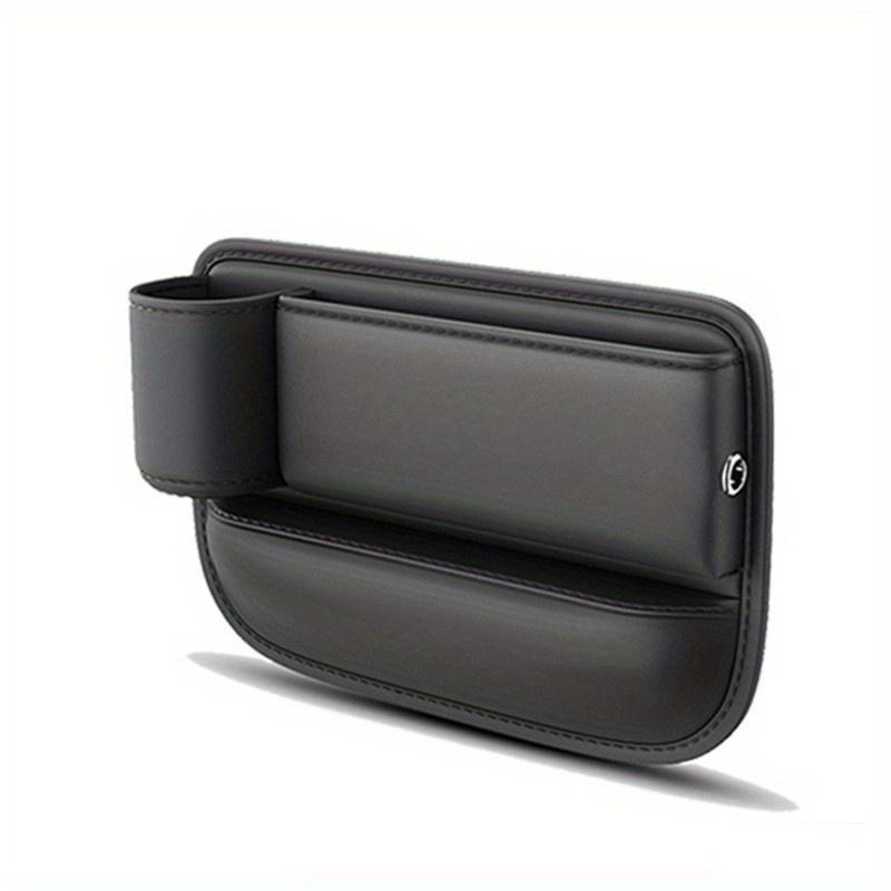 TEMU Car Seat Filler Organizer With Cup Holder, Leather Car Side Seat Storage Box, Multifunction Car Interior Storage Organizer For Phones Keys Glasses Cards, Black