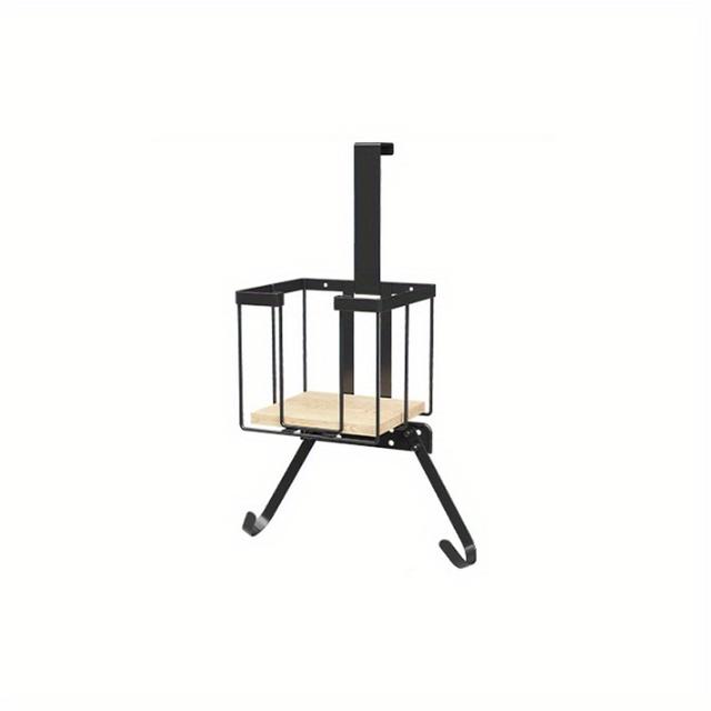 TEMU Soporte de pared para planchas de planchar, con diseño sobre y cesta de almacenamiento, ideal para habitaciones de hotel, de lavandería , espacios utilitarios y armarios (en negro)