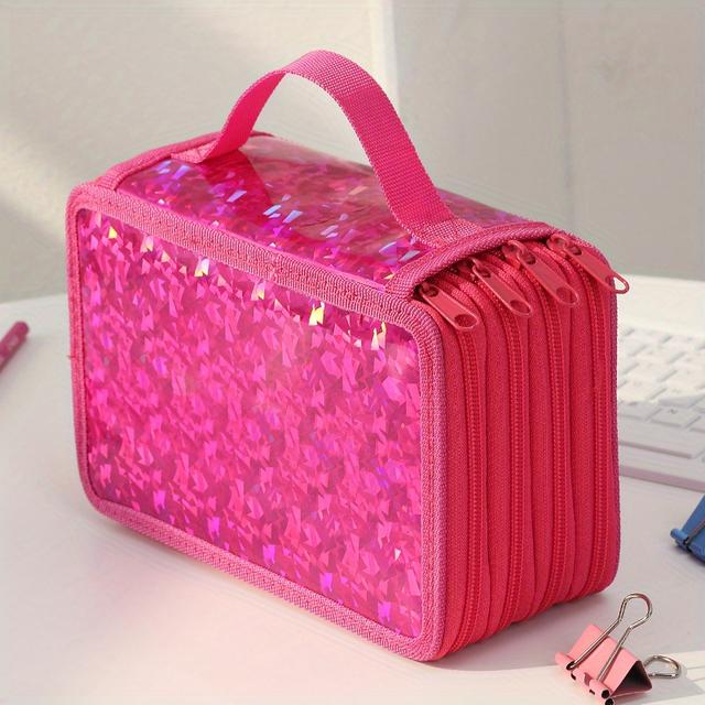 TEMU 1pc Stylish Pu Stationery Pouch In Korean Design In Colors, Featuring A Structure (double, Triple, Or Layers), Suitable For All Genders
