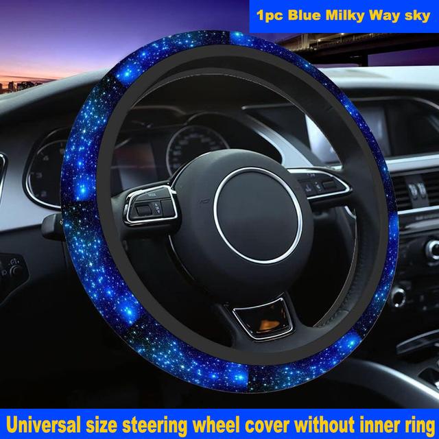 TEMU 1pc Blue Steering Wheel Cover Non-slip Elastic Car Accessories Steering Wheel Protector Universal 15 Inch Car Suv Truck Universal Size Without Steering Wheel Cover