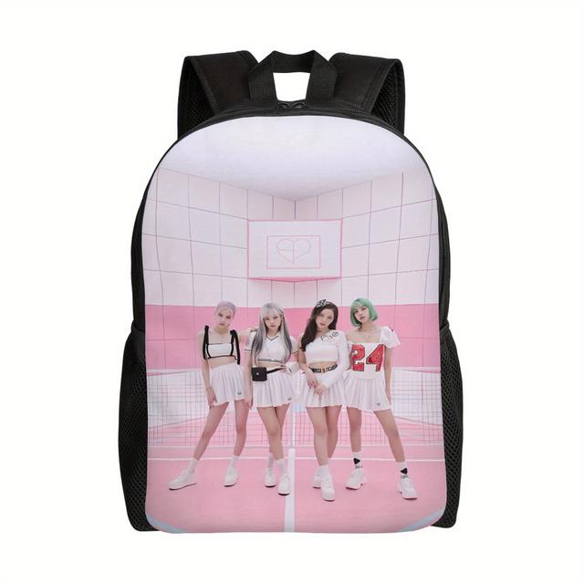 TEMU Zlienszus Unisex Lightweight Backpack With Kpop Graphic Print - Grid Design, Single Pocket, Comfortable For School, College, Travel & Daily Use, Backpack For Travel, Casual Daypack