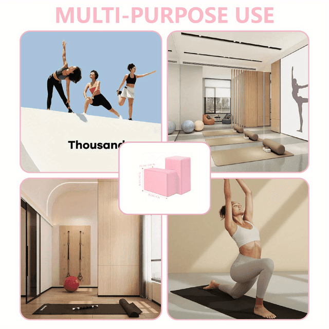 TEMU 1個 EVAヨガブロック - バランス、強度＆柔軟性のための高品質アシスタント | ピンク/パープル/ブルー | ヨガ、フィットネス＆家族＆友達へのホリデーギフトに最適、柔軟性向上 | テクスチャード表面 | 耐久性のあるEVA素材