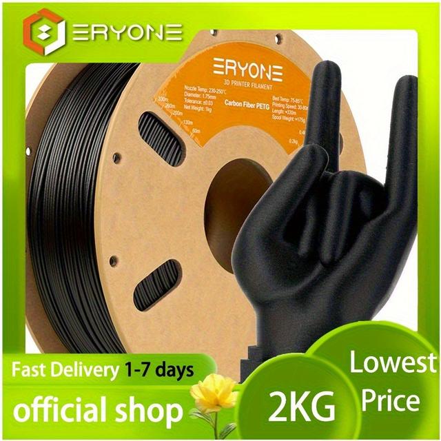 TEMU Eryone 2kg Petg Carbon Fiber Filament For 3d Printing, Compatible With 1.75mm +/- 0.03mm 3d Printers