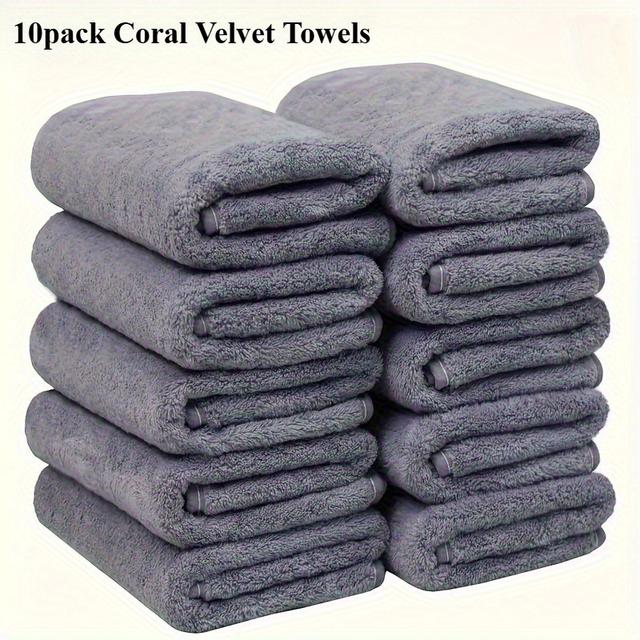 TEMU 10개 코랄 손끝 타월 세트, 초극세사 고흡수력 손끝 타월, 핸드 타월, 헤어 드라이 타월, 홈 욕실/미용실/호텔/스파 등에 적합