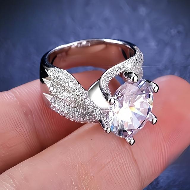 TEMU Vijf maatopties beschikbaar, een luxe en verbluffende complete ringset, een perfect cadeau voor haar bruiloft of verloving.