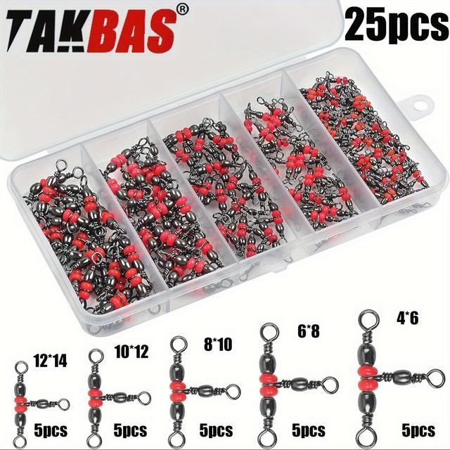 TEMU Fishing 3- Way Swivels, Packaged In 25 Or 50pcs, Featuring Triple T- Shaped Tube Swivels For Cross Line Connection, Suitable For Catfish Setups And Other Fishing Gear.