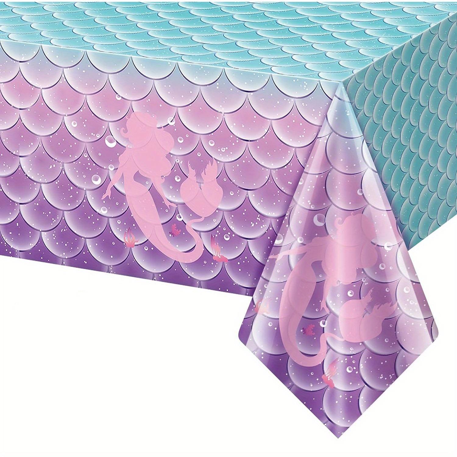 TEMU A New Mermaid-themed Table Skirt Measuring 274*137cm, Perfect For Decorating A Fish Scale Birthday Party With Disposable Table Covers