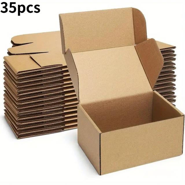 TEMU 35er-Pack braune Versandboxen aus Wellpappe – Kleine Versandboxen mit verstärkten Ecken & für sicheren Verschluss, langlebiges, leichtes Design für Büro, Zuhause, E-Commerce, Verpackung & Versand
