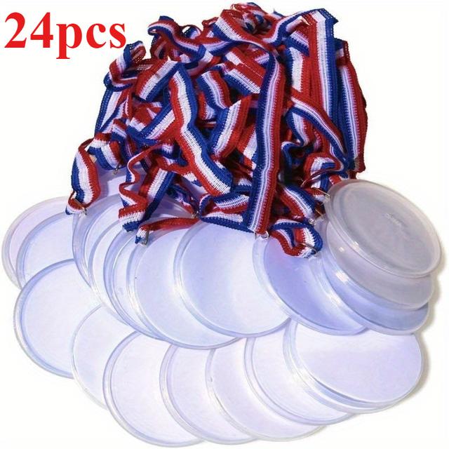 TEMU Design Your Own Award Medals, 1pack-24pcs Hanging Rope Medals, Colorful Ribbon Medals, Hanging Rope Medals, Company Sports Games, Festival Events, And Public Activity Medals