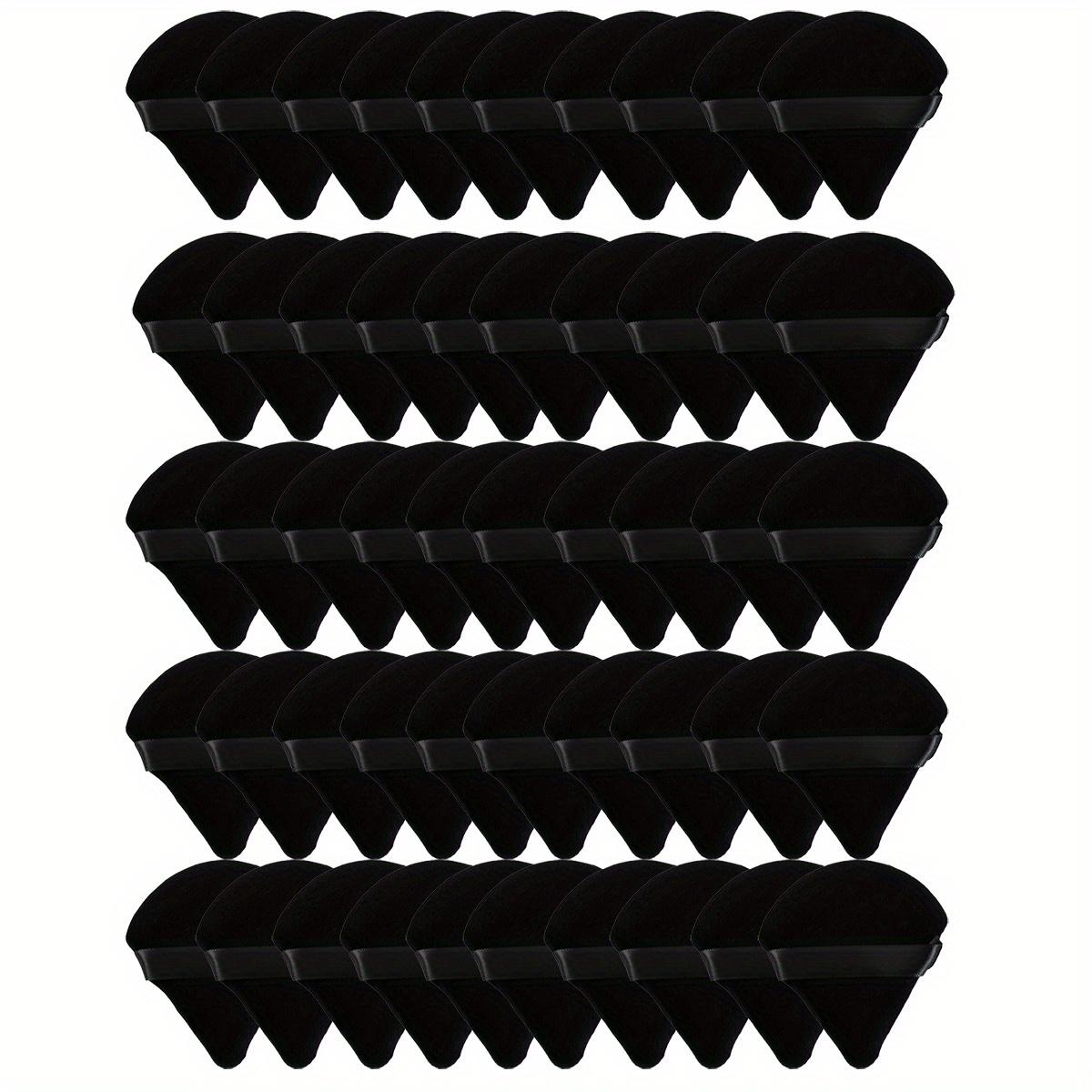 TEMU Set Of 50 Soft Powder In A Container, Featuring Triangle-shaped Velvet Sponges With Straps, Ideal For Applying Loose And Body Powders, Tools In Black