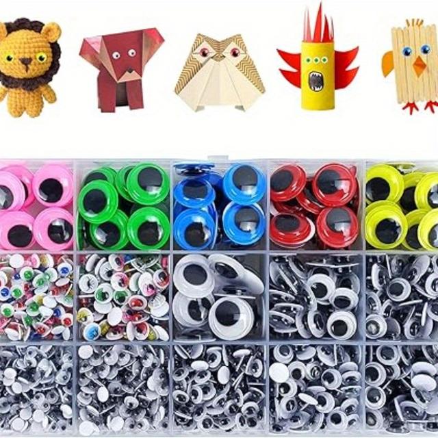 TEMU 1500 Černobílé Barevné Vozítkové Oči Různých Velikostí, Samolepky na DIY pro Uměleckou Dekoraci a Doplňky Hraček