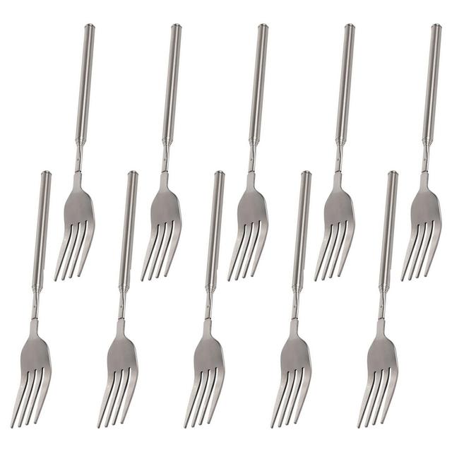 TEMU 5 Stück ausziehbare Gabeln, 9,06-24,8 Zoll Teleskopgabeln, BBQ Edelstahlgabeln mit 9,06-24,8 Zoll langem Griff, Grillbesteck, Teleskop-Toastgabeln für Abendessen, Obst Dessert