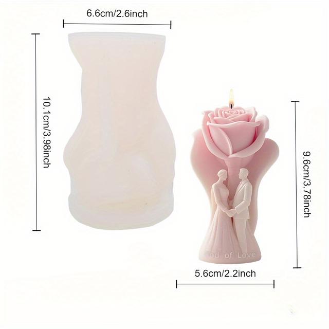 TEMU Rose Lover Fragrance Candle Silicone Mold - Romantic Couple Silhouette & , High-quality Reusable Diy Mold For Valentine's Day Gifts, Wedding Favors, Home Decor - Create Scented Candles, Soap,
