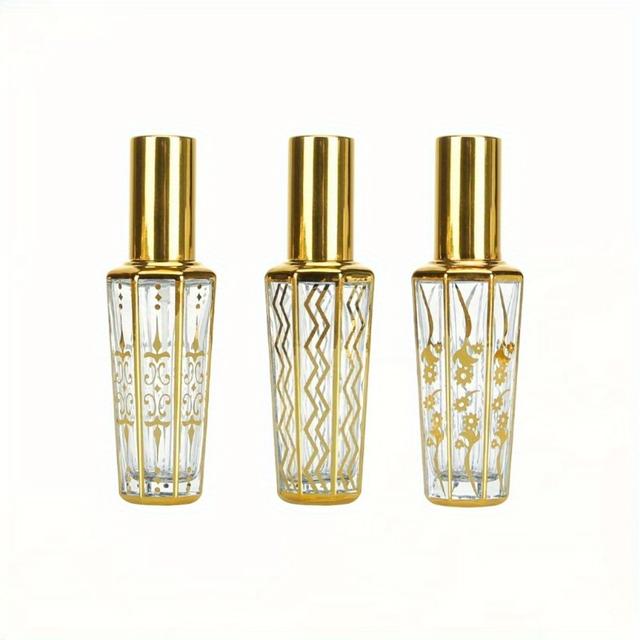 TEMU 3pcs Vaporisateur de Parfum Vintage en Verre, Petite Bouteille de Spray de Parfum à Bouchon Pliant Portable de Voyage 15Ml, Bouteille de Parfum, Vials Vides