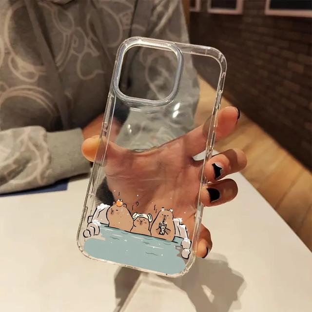 TEMU เคสโทรศัพท์โปร่งใสแนวสปา Kawaii Capybara สไตล์ญี่ปุ่น สำหรับ Iphone 16 11 15 14 13 12 Pro Max XR Plus เคสโทรศัพท์โปร่งใสน่ารัก ของขวัญวันเกิดคริสต์มาสน่ารักสำหรับผู้หญิงและสาววัยรุ่น