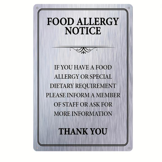 TEMU 1pc Vintage-style "food Allergy Notice" Metal Sign, 8"x12" - Humorous Decor For Outdoor Yard, Pub, Bar, Or Beer Shed, Wall-mounted Iron Plaque