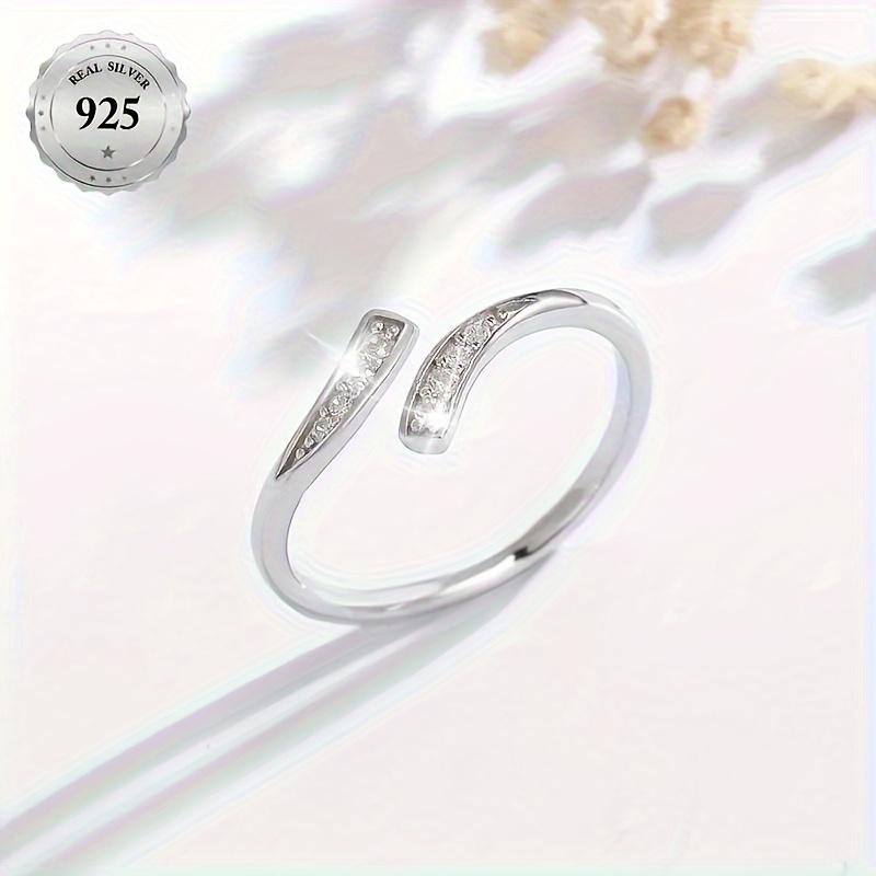TEMU 925 Sterling Silvery Infinite Opening Ring - Simple Classic Fashion - Starting From 1.5g Synthetic Cubic Synthetic Zirconia, Low Allergy, Suitable For Banquets, Parties, Thanksgiving, Christmas