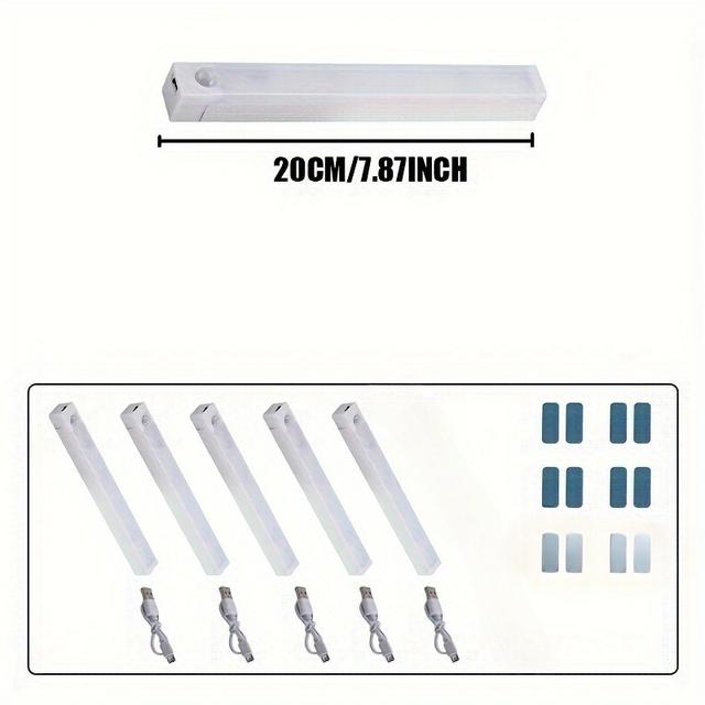 TEMU 5pcs Wireless Motion Sensor Closet Lights, 7.9-inch/11.8-inch Cabinet Lights, Led Night Lights Suitable For Kitchen Countertops, , Basements, Stairs, And Storage Rooms