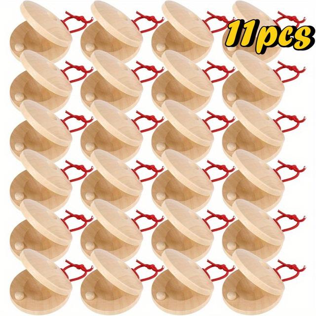 TEMU Conjunto de 11 Instrumentos Musicais de , Clapper para Educação Musical, Ferramentas de Percussão de Madeira para Uso em Sala de Aula, Rodas de Dedo