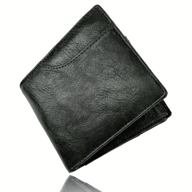 TEMU メンズウォレット、トップクラスのレザーアーティサン製、本革使用、タンニング加工、薄型、厚さ0.3インチ（0.9cm）、RFID＆磁気保護