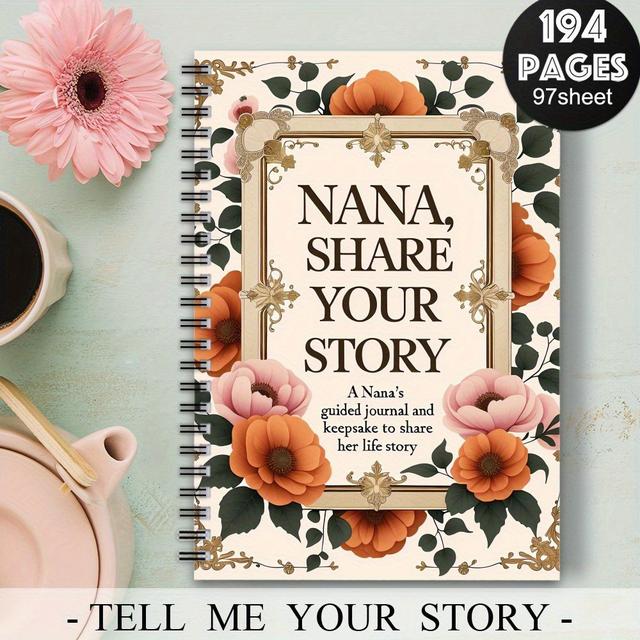 TEMU 1pc Aesthetic Spiral Notebook Journal For Grandmother - " Share " Memory & Keepsake Organizer, Perfect Day Gift, Paper Material, No Electricity Needed, Journal | Notebook | Paper Journal