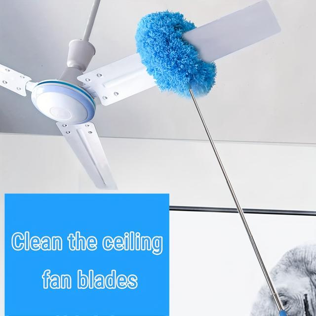TEMU Multifunctional Retractable Mini Fan Duster Brush - Washable And Reusable, Suitable For High Ceilings, Furniture And Car Cleaning - Bedroom, Living Room And Pet Owners