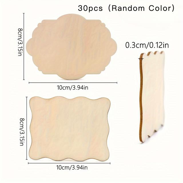 TEMU 30pcs Unfinished Wooden Plaques For Diy Crafts - Blank Wood Sign Panels, Versatile Irregular Shapes For Painting, Pyrography, Writing, Photo Props, Coasters & Home Decor