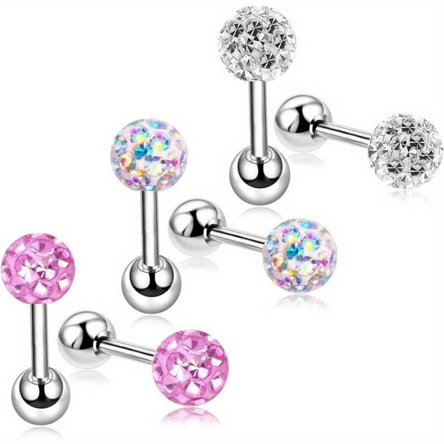 TEMU 3 Stuks Elegante Simpele 20G Oorbellen Set voor Vrouwen, Hypoallergeen Chirurgisch RVS met Schroef Achterkanten, Rhinestone Mozaïek, Dagelijks & Feestelijke Dracht, Valentijnsdag Geschenk